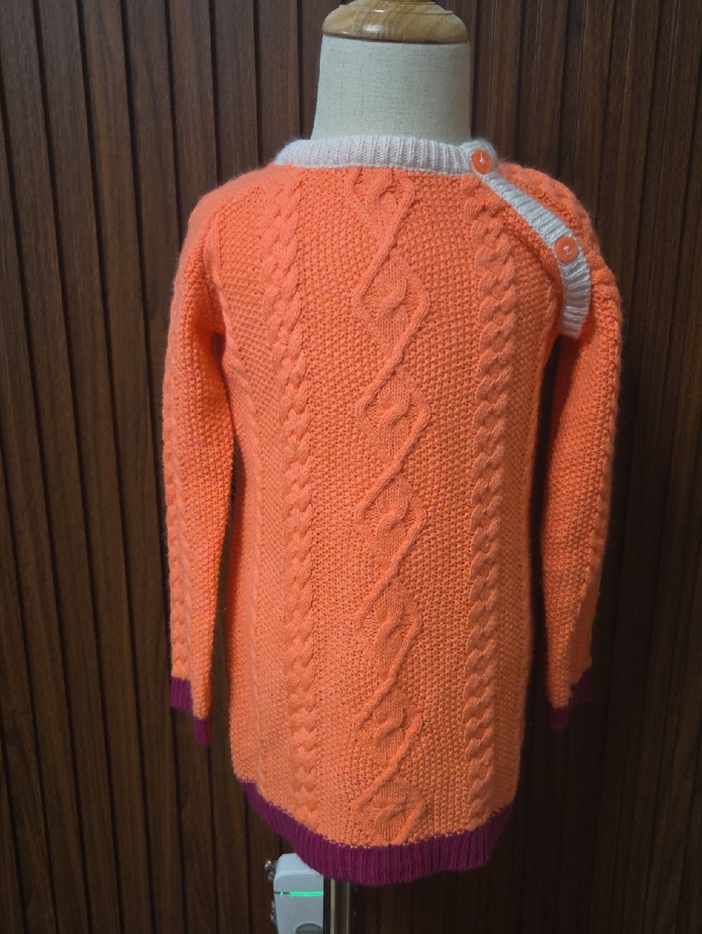 Crazy 8 Girls Knit Dress Size 3T Orange White Purple Stripe [0121]